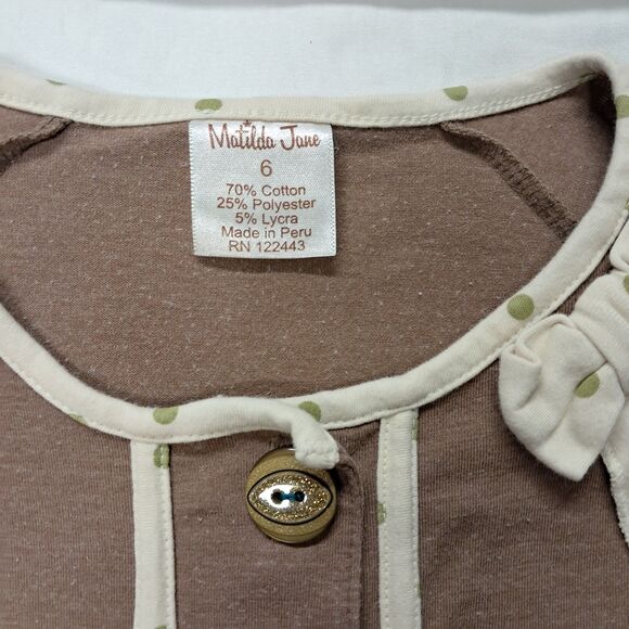 Matilda Jane sz 6 Platinum Allissa cardigan brown button Down Jacket Top Bow - Picture 5 of 10